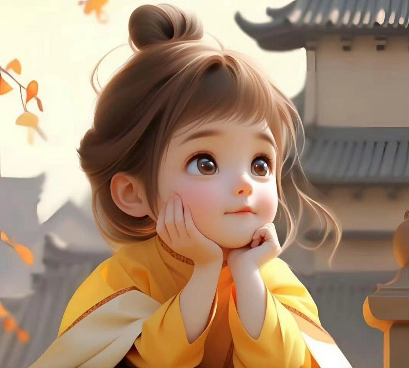 古风邻家女孩赏秋头像,呆萌可爱