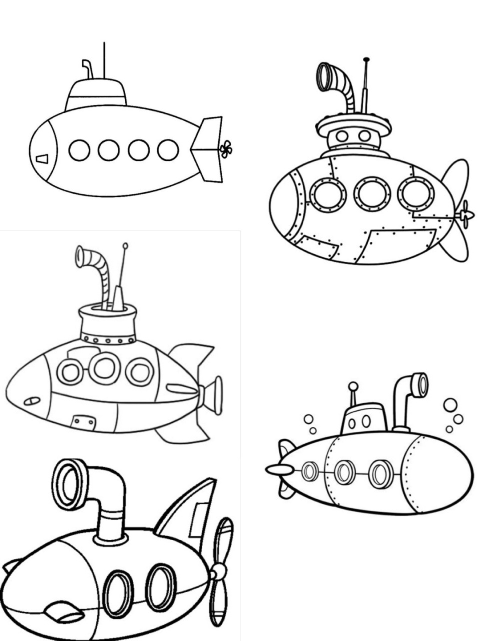 潜水艇幼儿简笔画图片