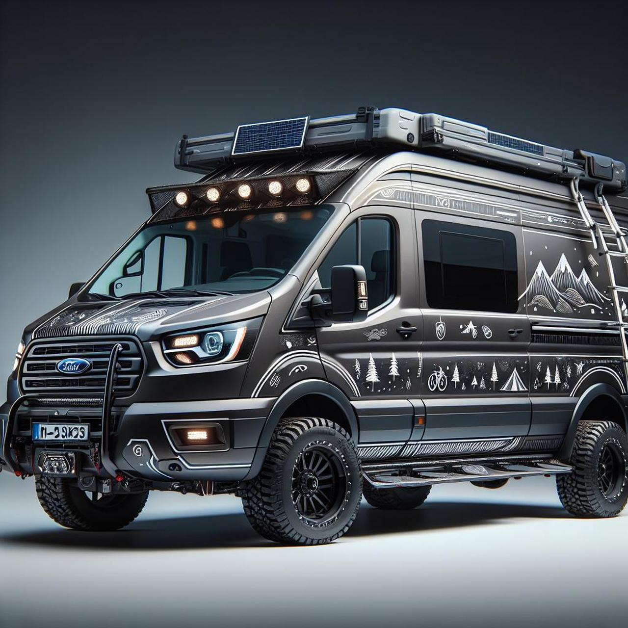 由ai设计的基于福特全顺v362底盘改装的露营车,搭载2.