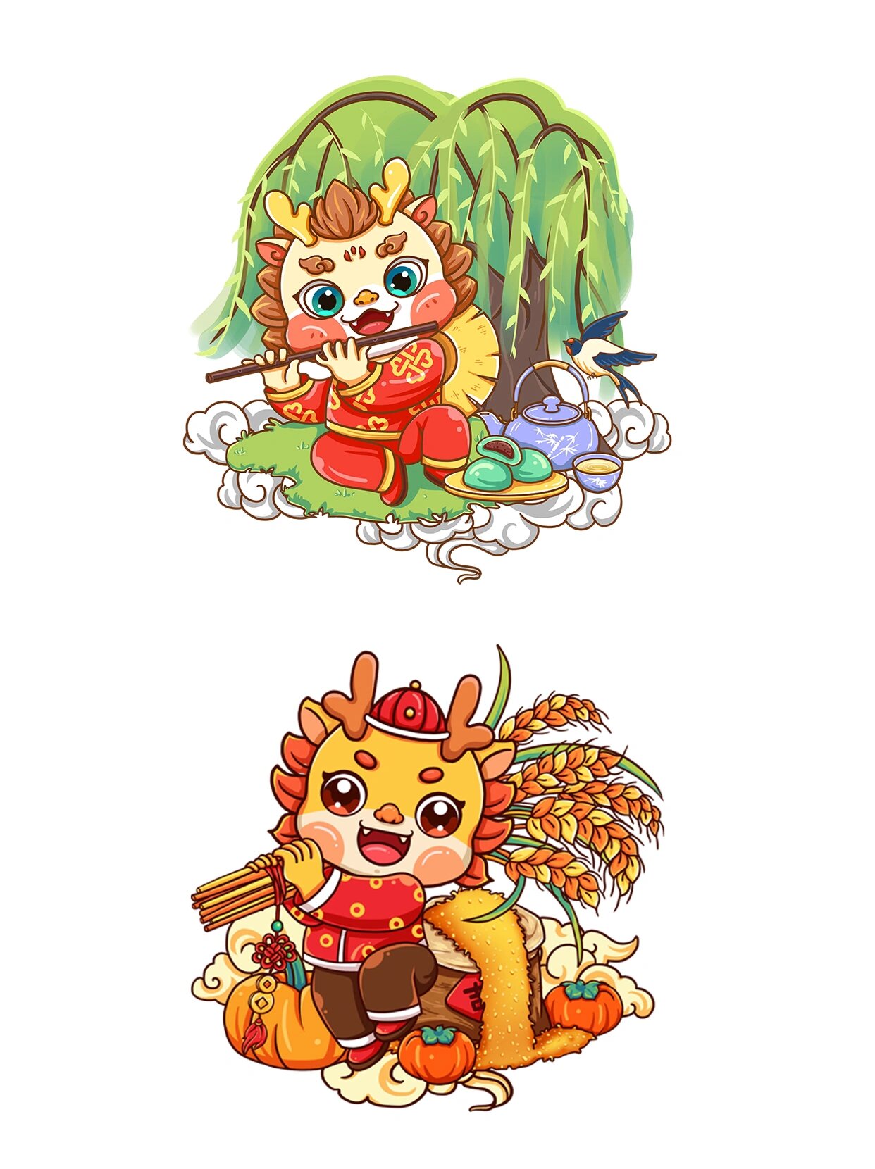 新年龙年国潮卡通插画免扣素材分享