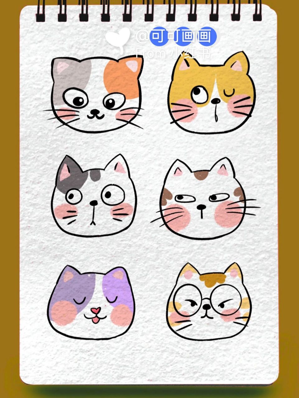 猫简笔画彩色 简单图片