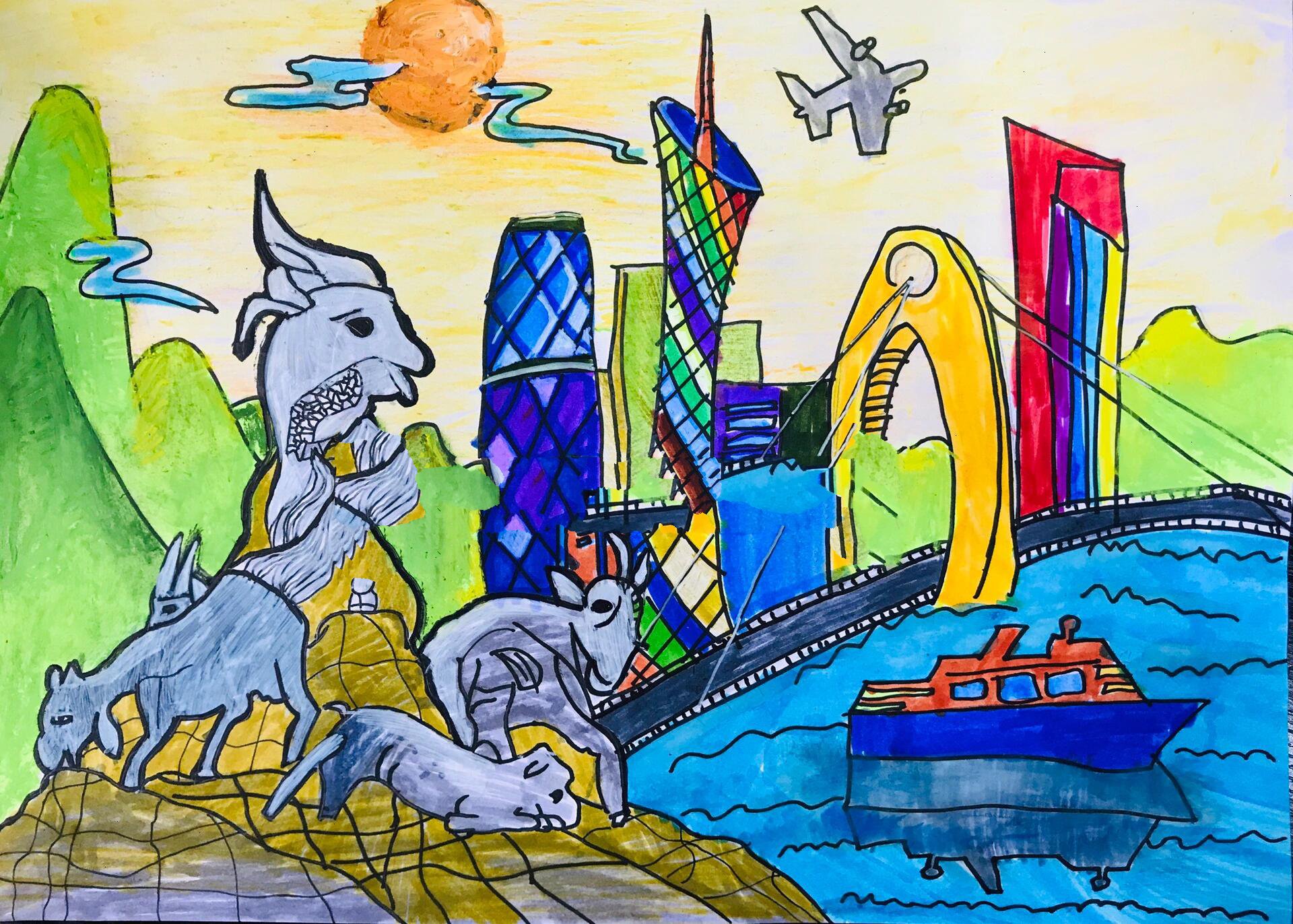 【绘画】学生作品画羊城绘画广州特色广州城市