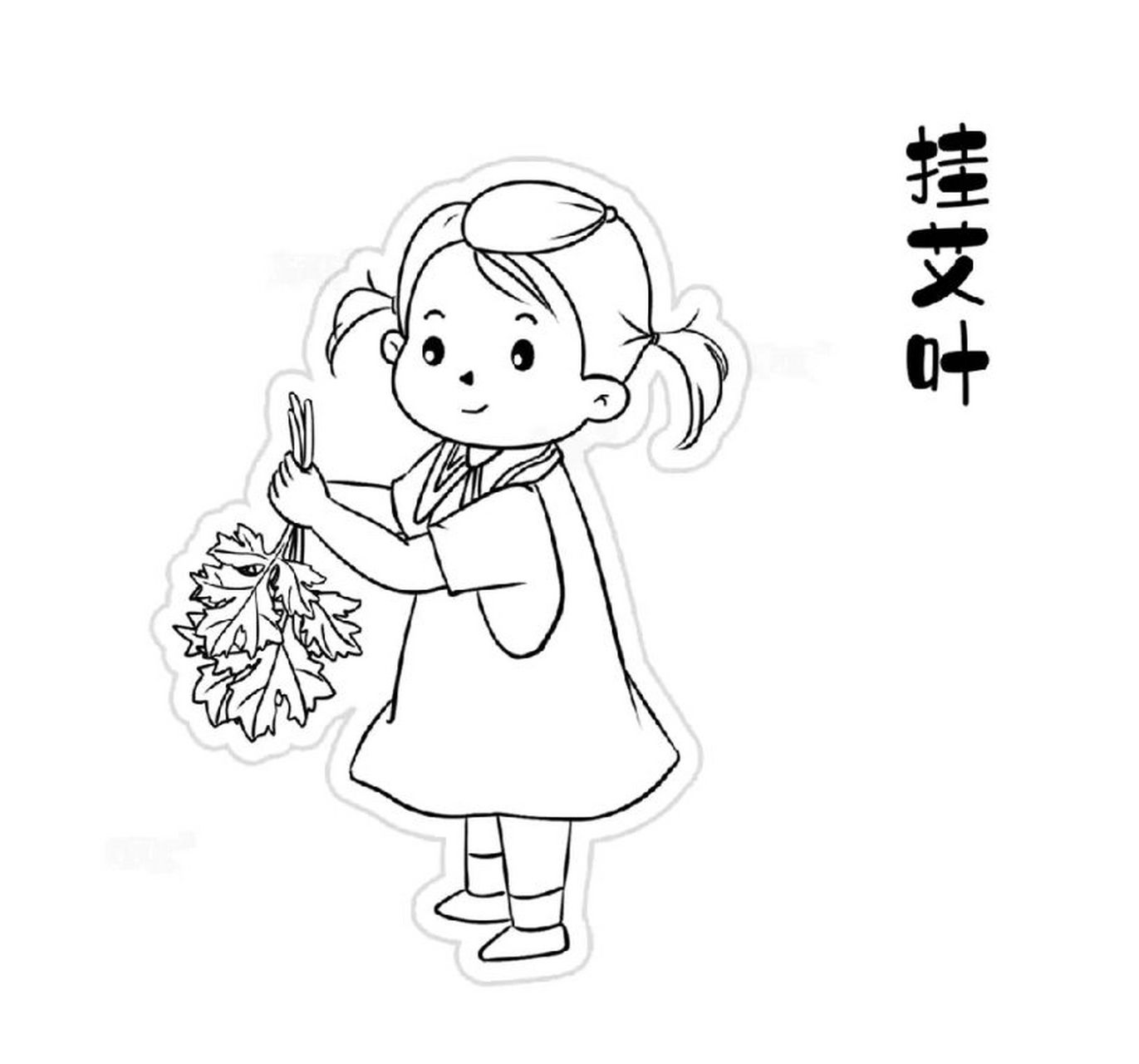 端午节插艾草简笔画图片