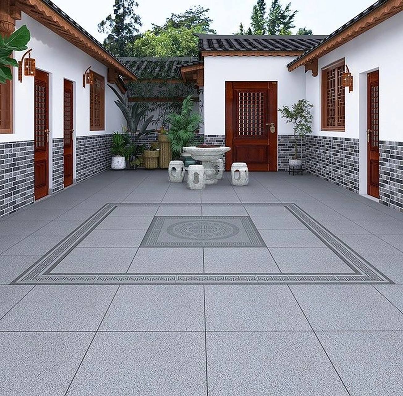 中式庭院拼花砖地铺石瓷砖18m 中式庭院拼花砖地铺石瓷砖18mm石英砖