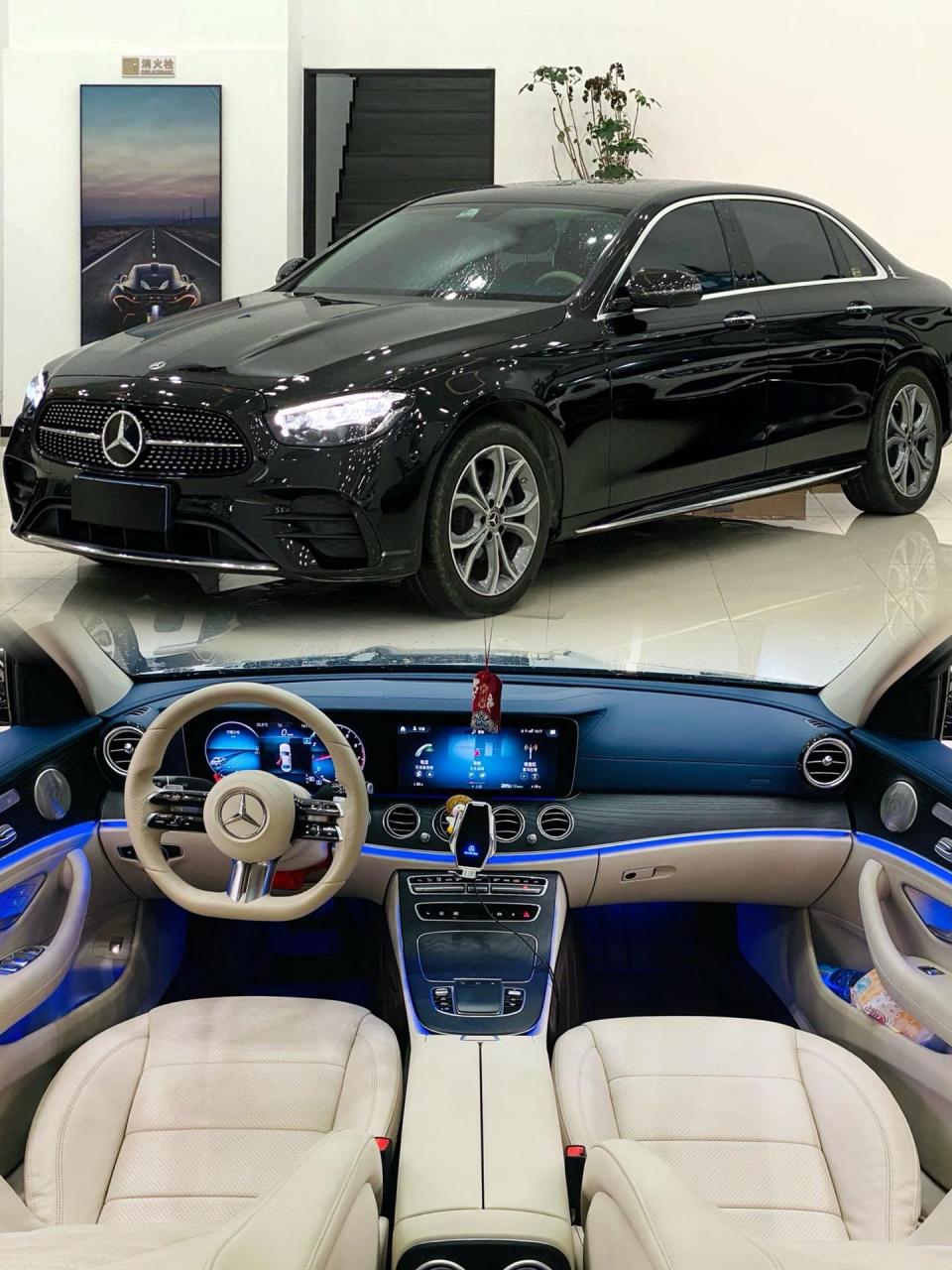 游艇蓝配色的奔驰e300豪华.一眼就很独特的游艇蓝内饰 21年上牌 | 3.