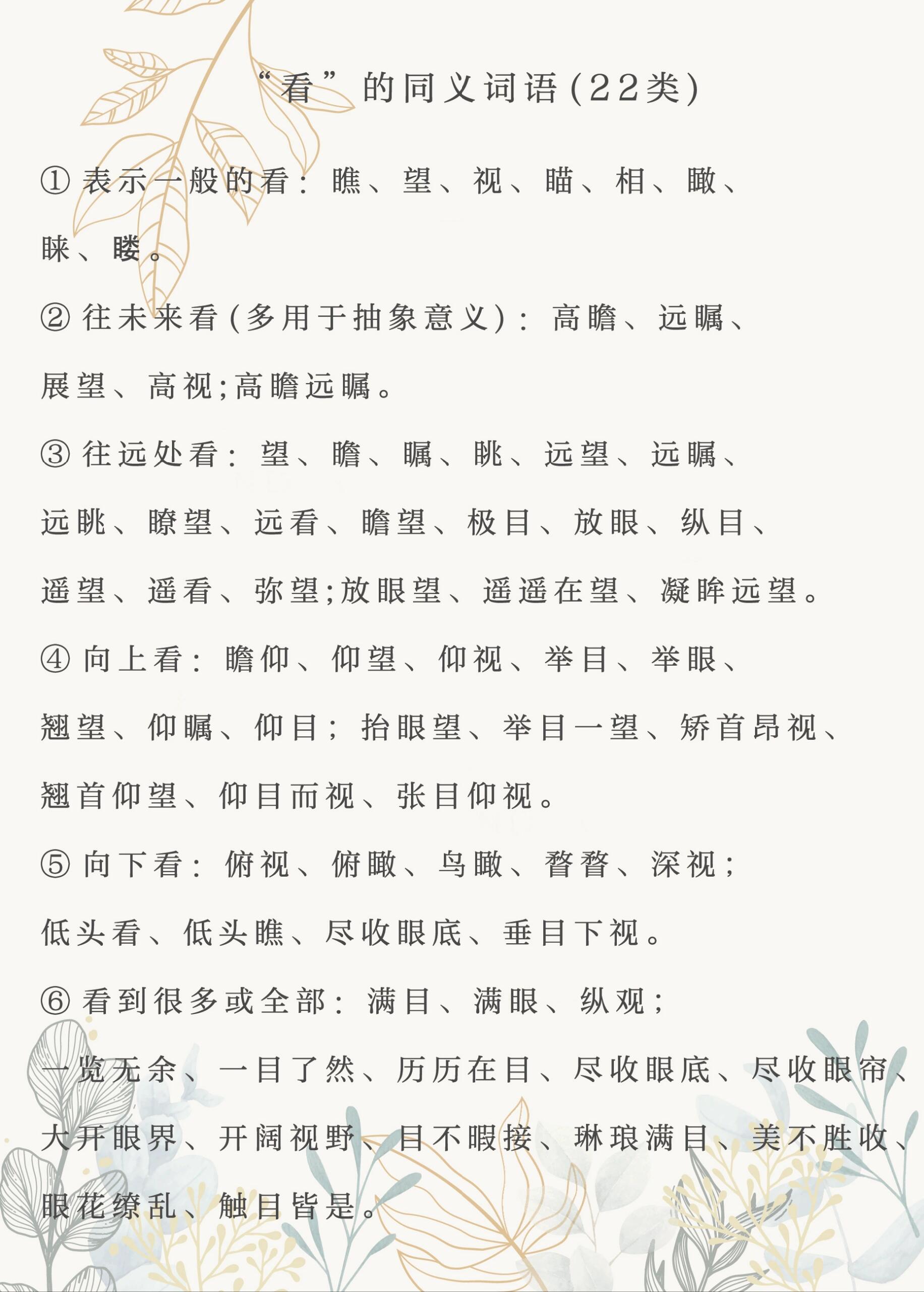 关于"看"的同义词