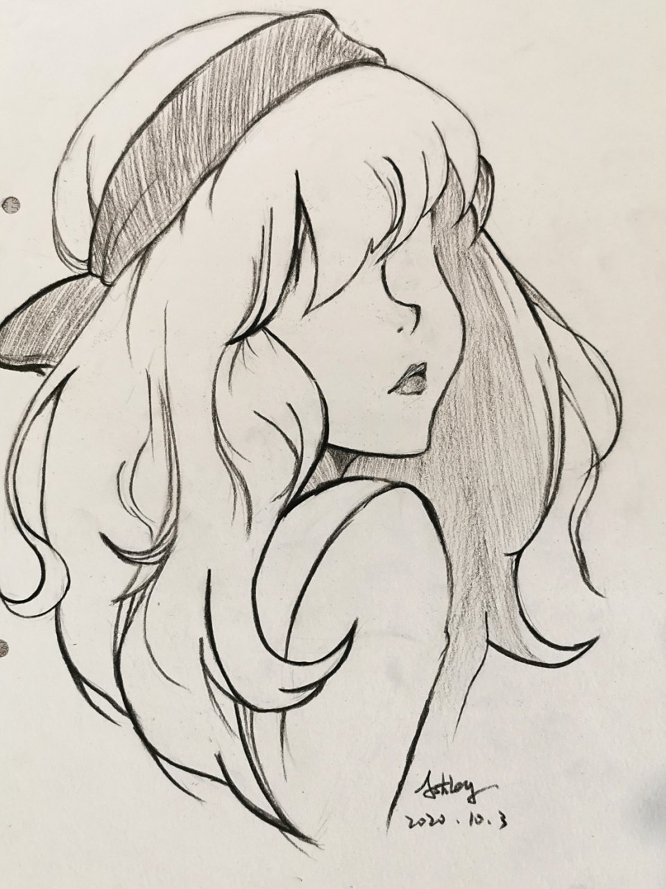 手绘欧美动漫画少女人物头像 这样的铅笔漫画好像是自己最常画的