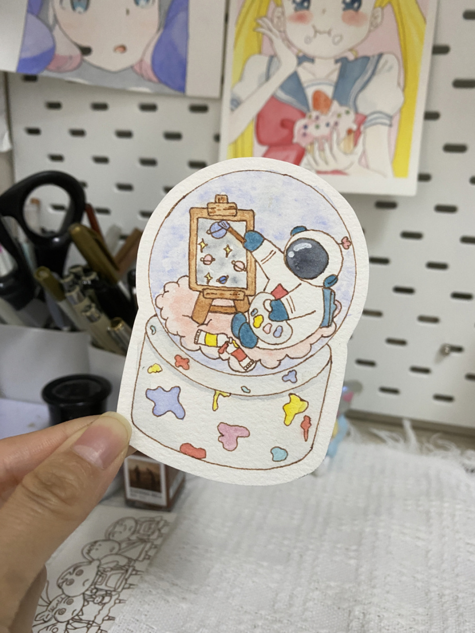 自制宇航员书签92(附过程)一个人的小世界 又一个宇航员书签来咯