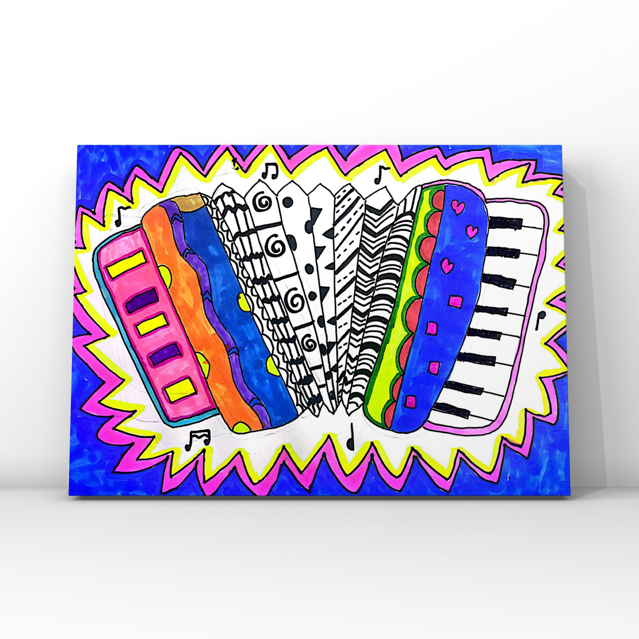 《美妙的手风琴》儿童画 创意美术 适合年龄::5～7岁