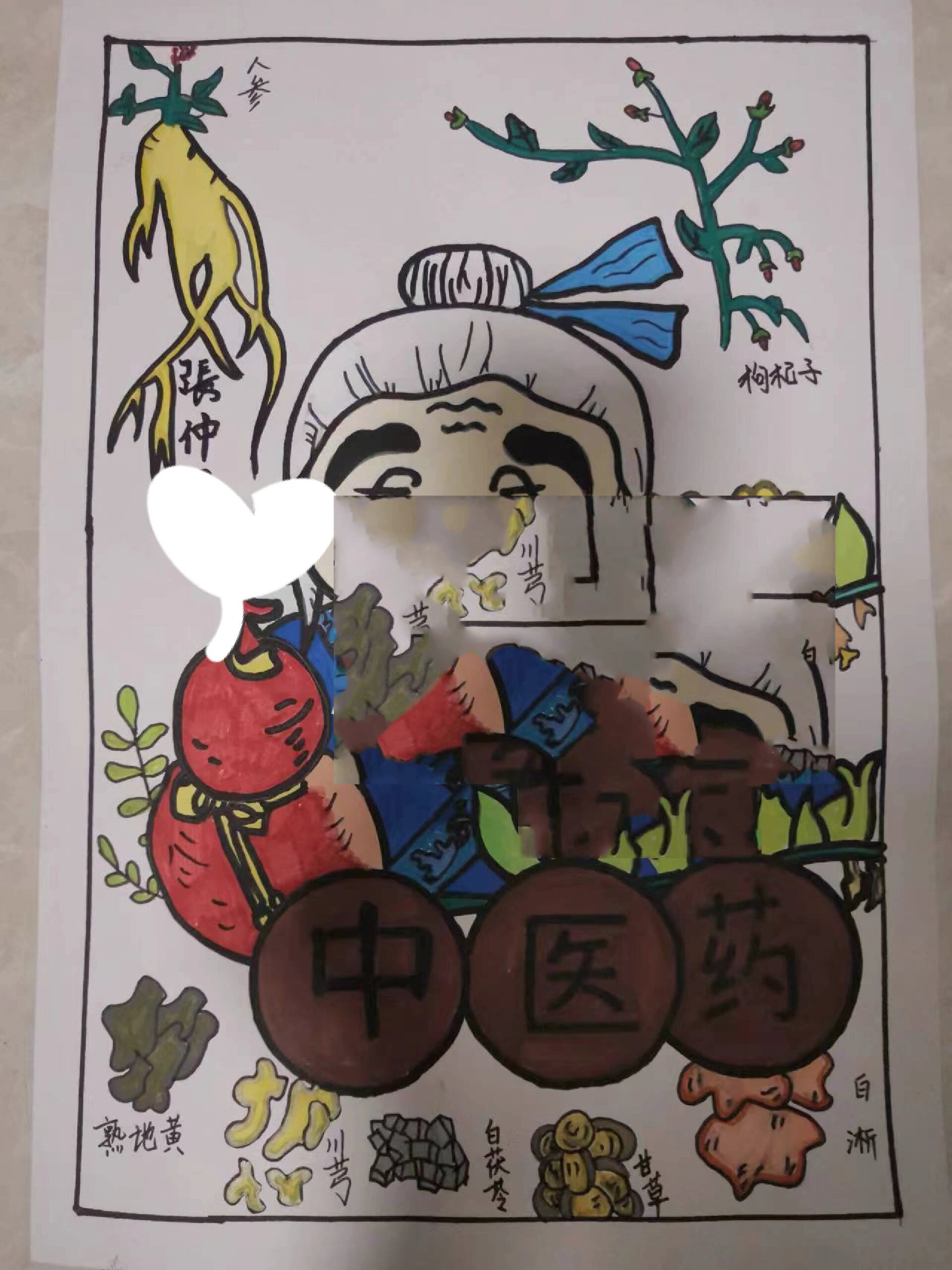 中医药文化进校园主题绘画原创作品