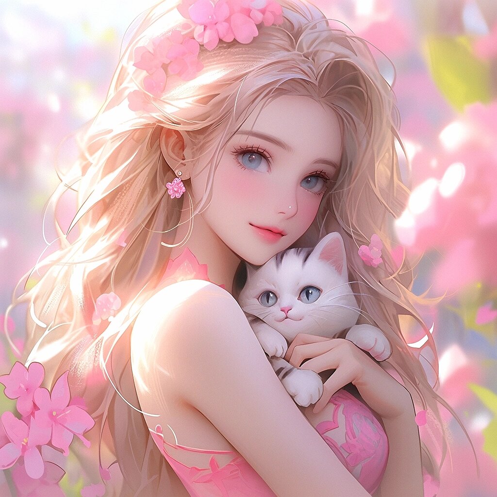 女生抱猫治愈系头像来喽