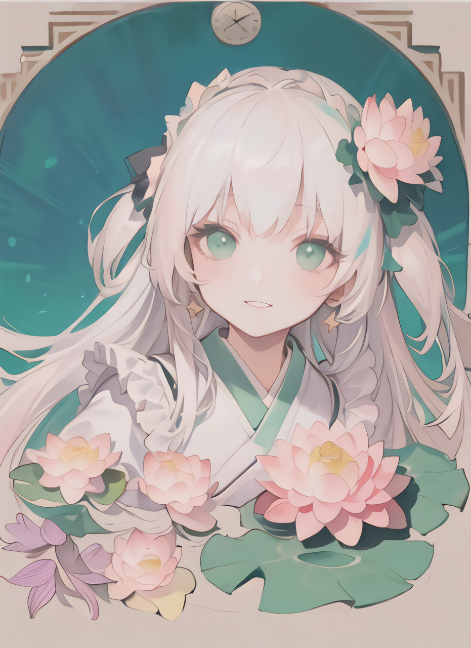 百妖花谱|小荷花妖|单人风格肖像|1 荷风送香气,竹露滴清响.