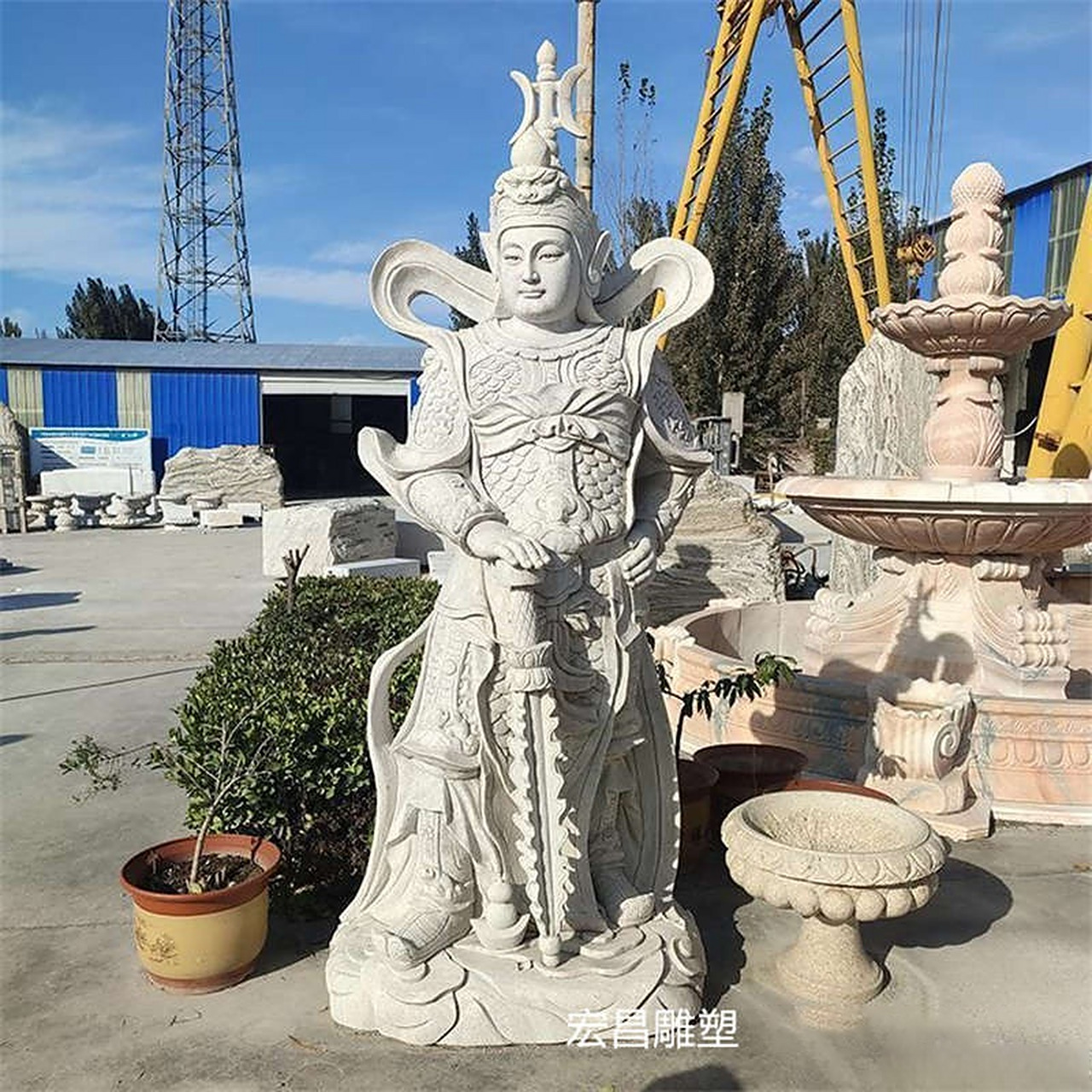 定制石雕韦陀菩萨雕像 花岗岩雕刻传统历史人物雕塑 寺庙护法门神