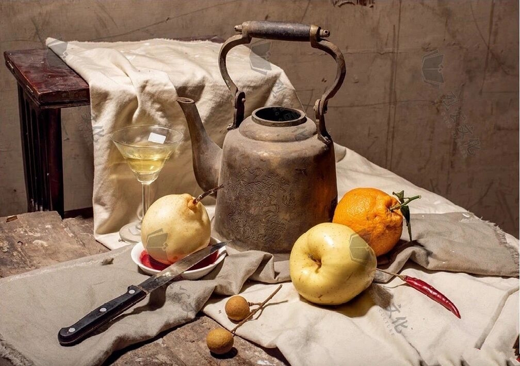 常规素描静物写生 照片 大关系 完整画面 常规组合素描静物照片写生