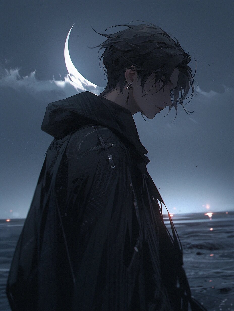 7315男生背影头像|夜晚 海边 释怀