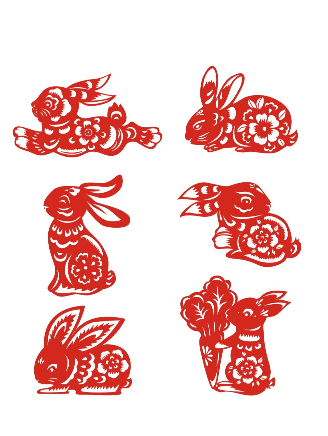 中国风兔子新年窗花创意剪纸