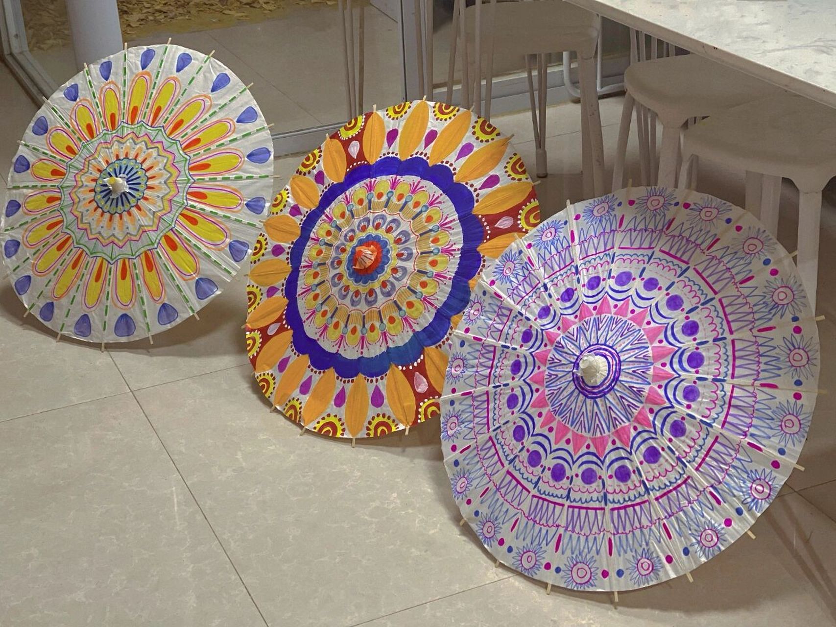 油纸伞创意绘画 《绘画油纸伞》——创意美术 油纸伞面绘画中国传统