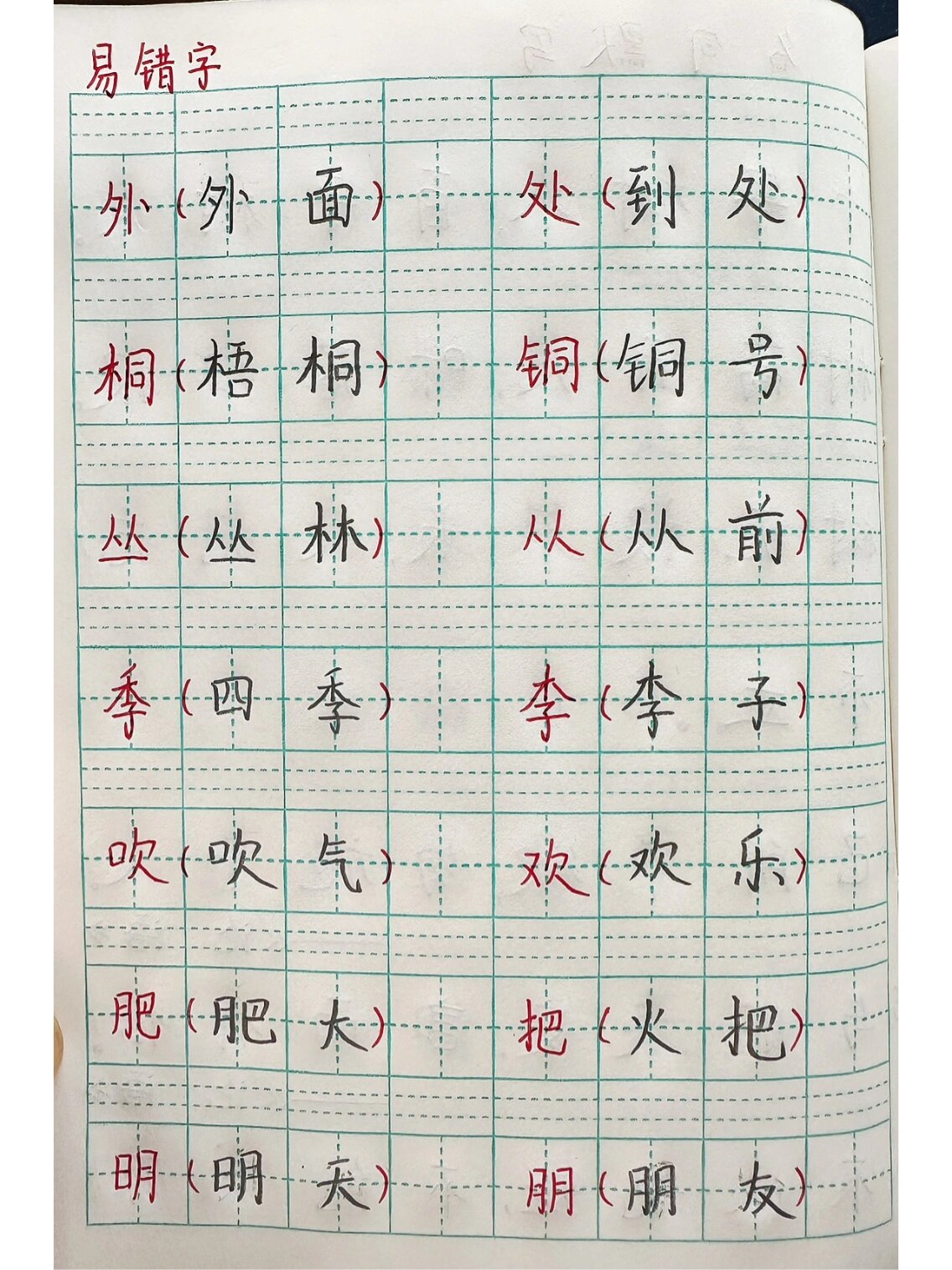 二年级语文生字书写常见错误的简单介绍