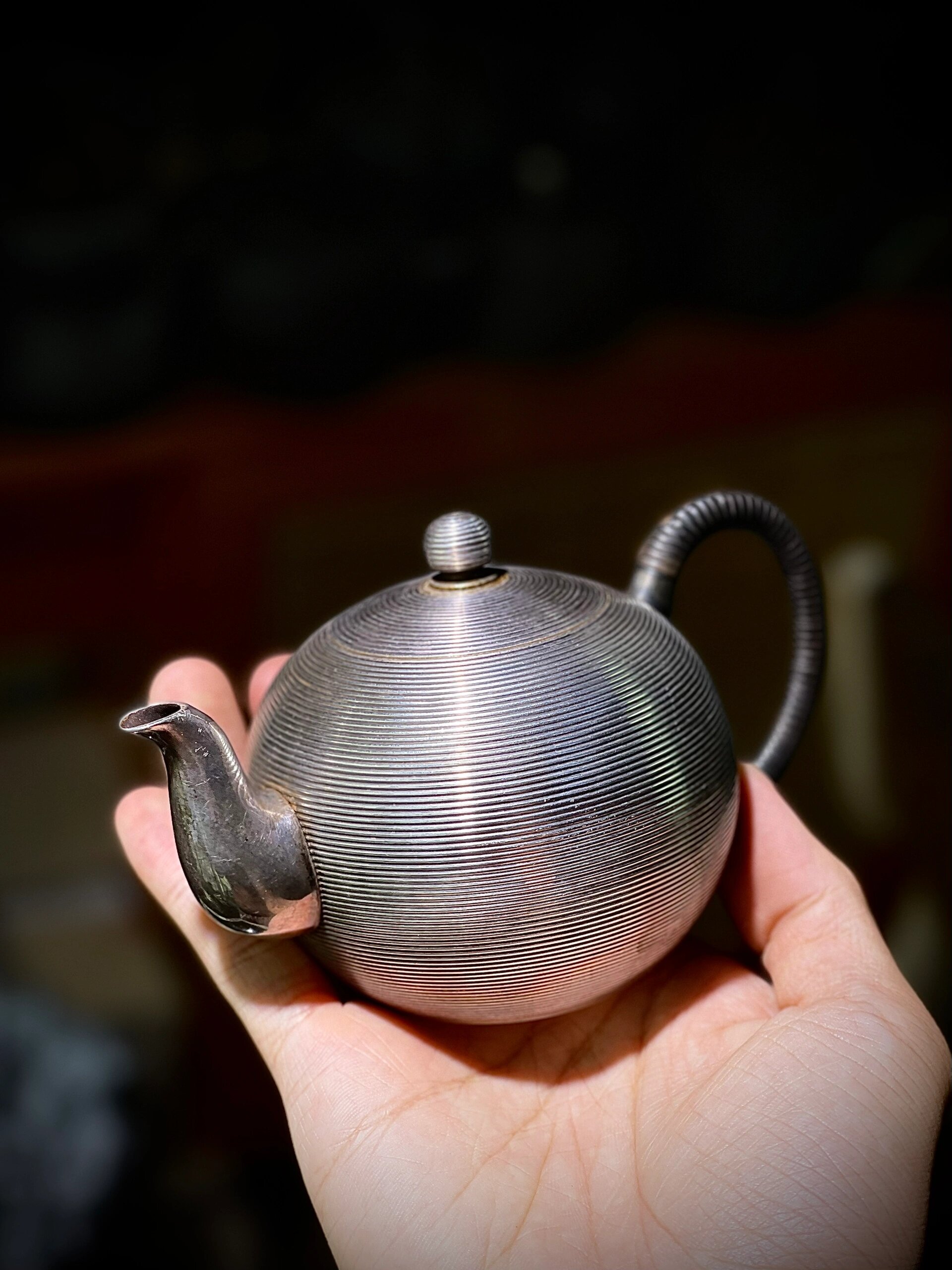 气质到位 无需多言 日本百年老银壶 茶道具