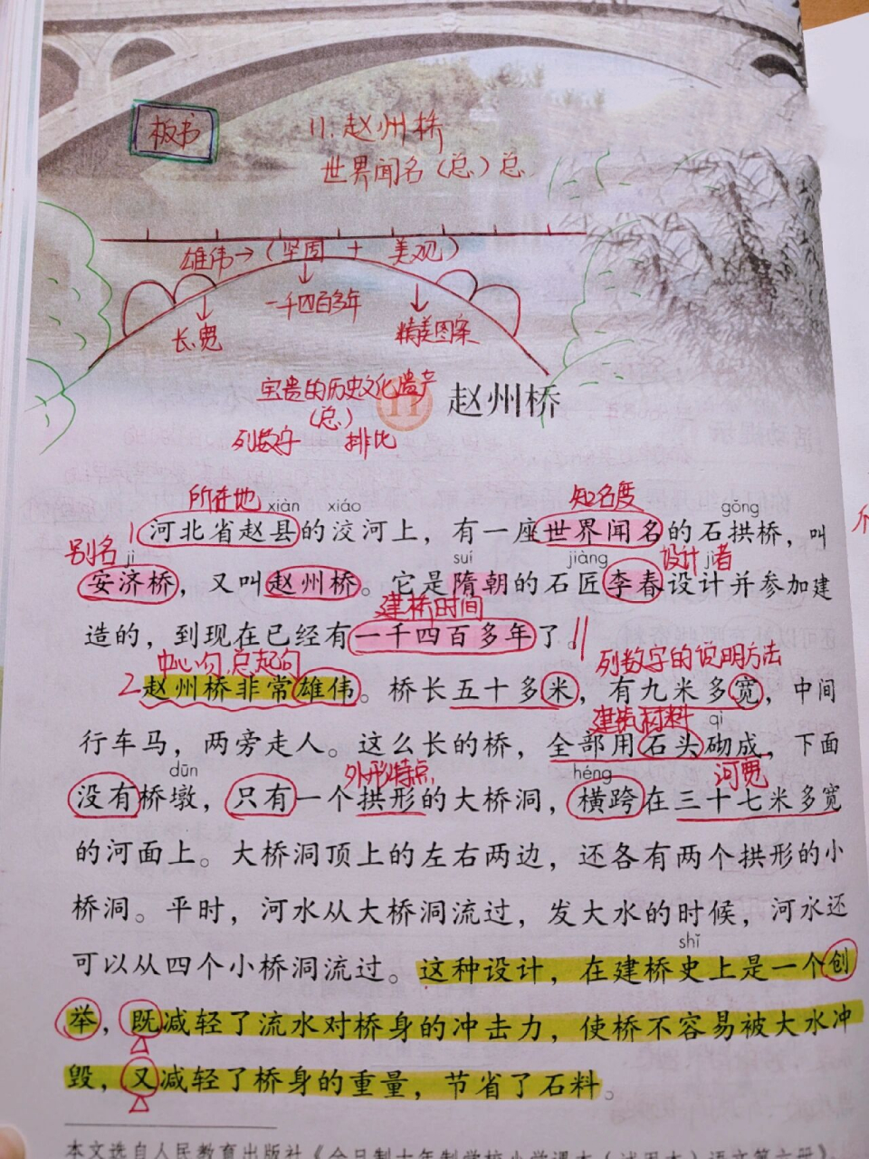 赵州桥 课堂笔记 备课 我是小豆芽吖~今天又是被催更的一天99 争取