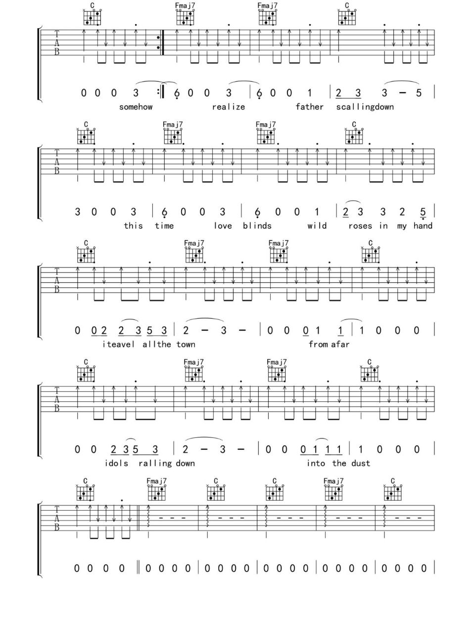 《夏日漱石》吉他谱