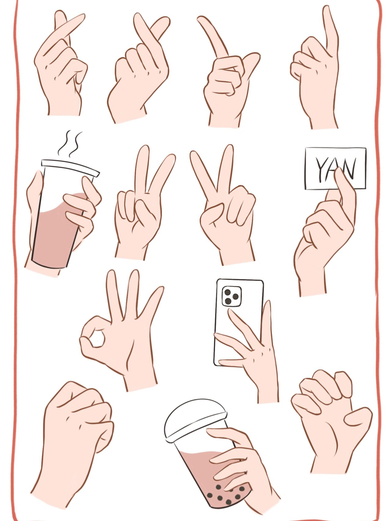 卡通头像手部姿势练习