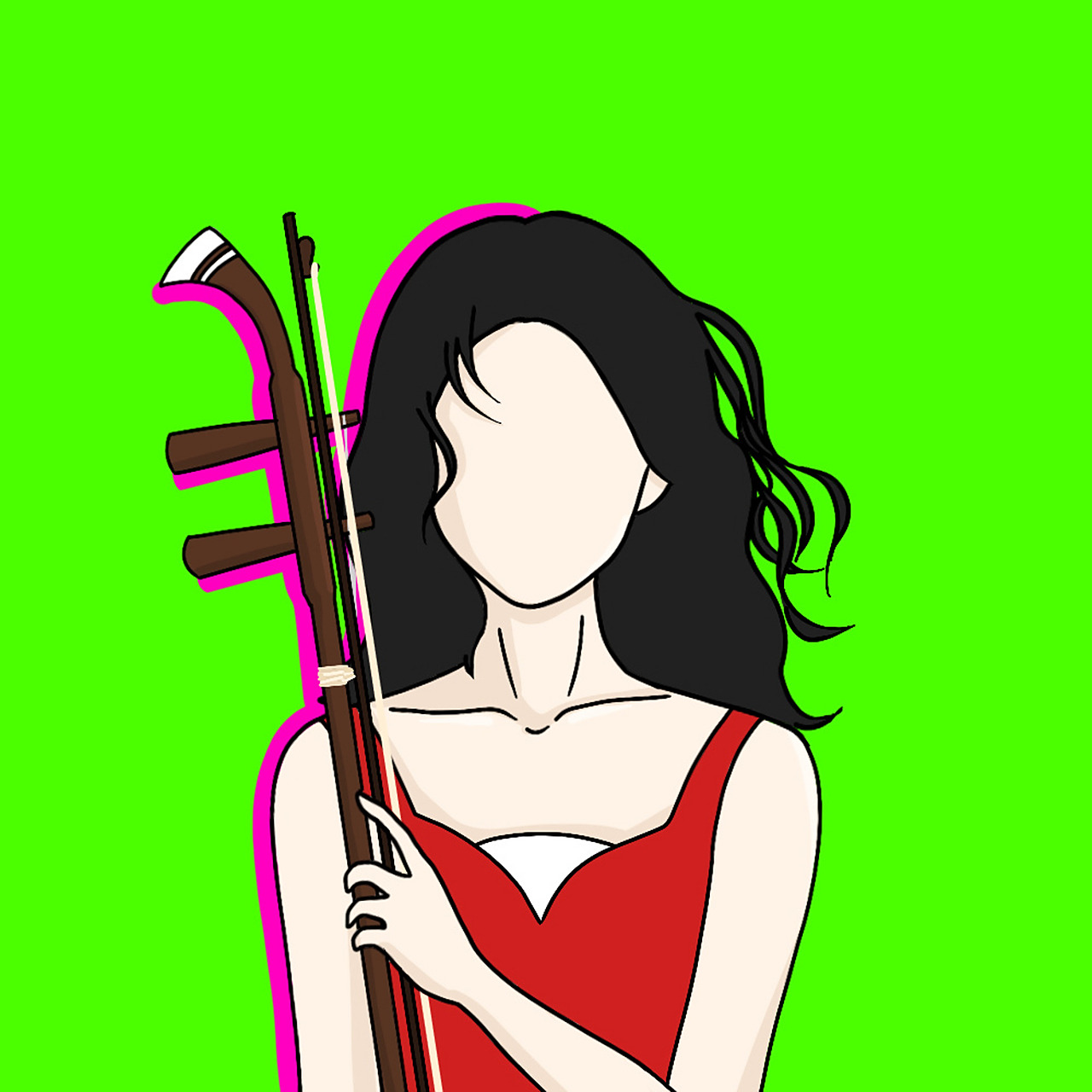 民乐系列|二胡女生头像 随意挑了点颜色,请勿盗图