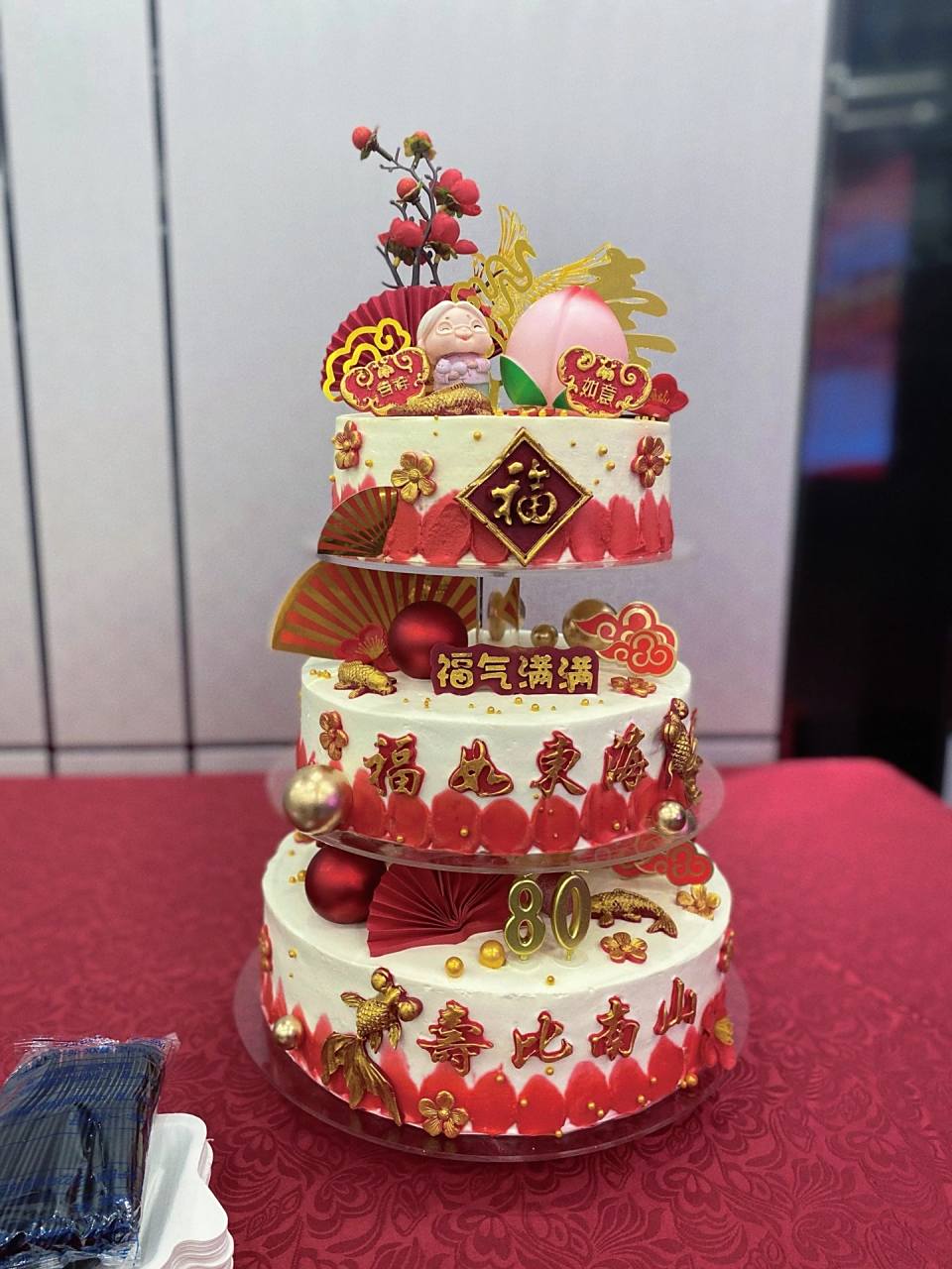 三层奶奶80大寿祝寿蛋糕 12 10 8三层祝寿蛋糕 奶奶款80大寿 anan&