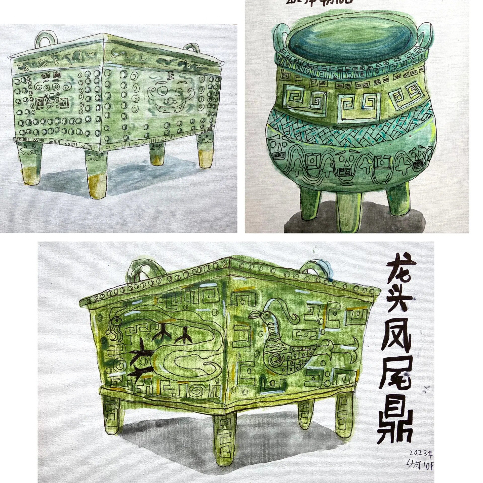 《青铜鼎》儿童绘画 权力的象征 煮肉的器具 重要的礼器