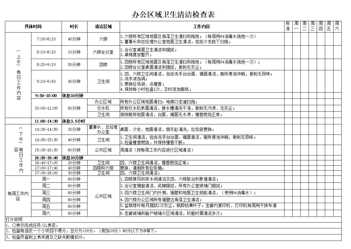 办公室打扫卫生值日表图片