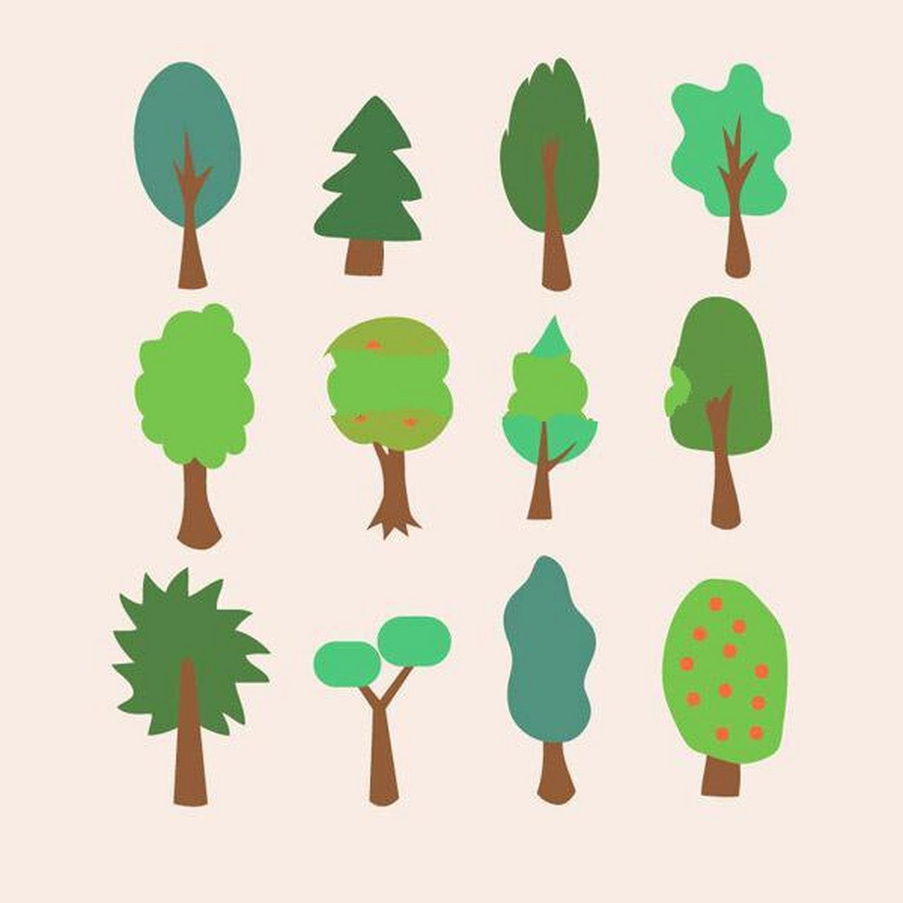 幼儿园春季夏季环创素材 绿树大树简笔画 93幼儿园环创 93春季