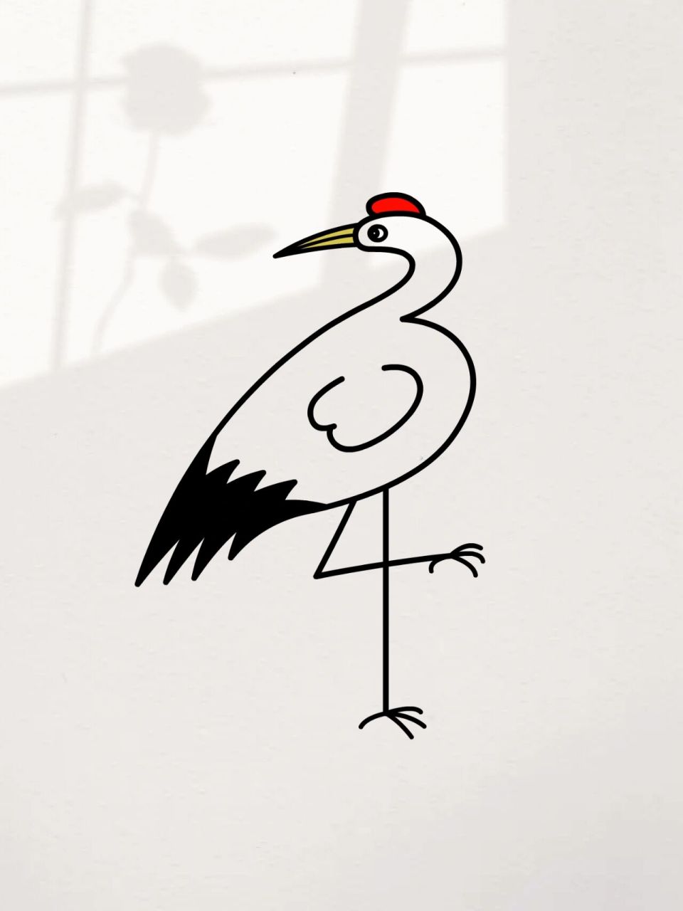 数字3和4画丹顶鹤简笔画,你学会了吗?