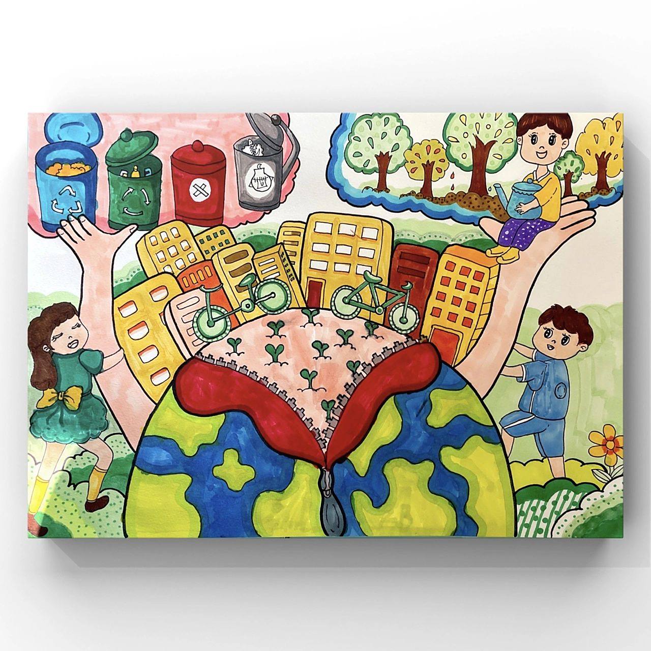 环保绘画作品 "绿水青山就是金山银山" 环保绘画作品 "绿水青山就是