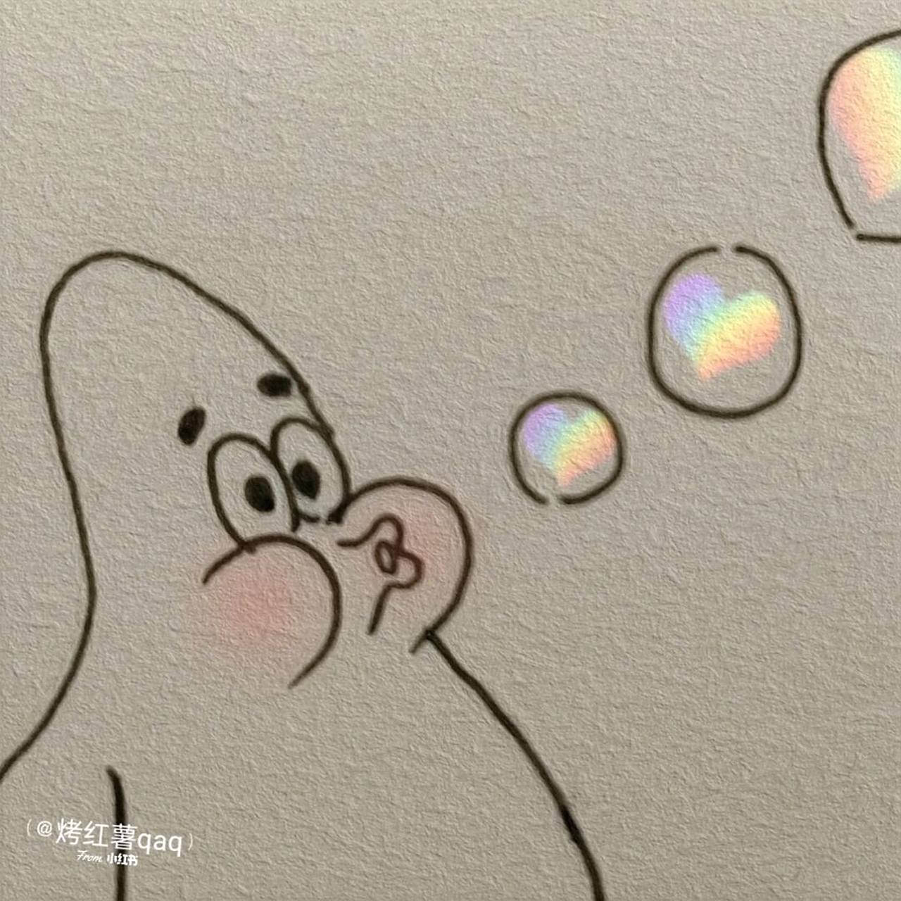 教你画吐爱心泡泡派大星! #简笔画教程# #简笔画# #派大星# #可爱