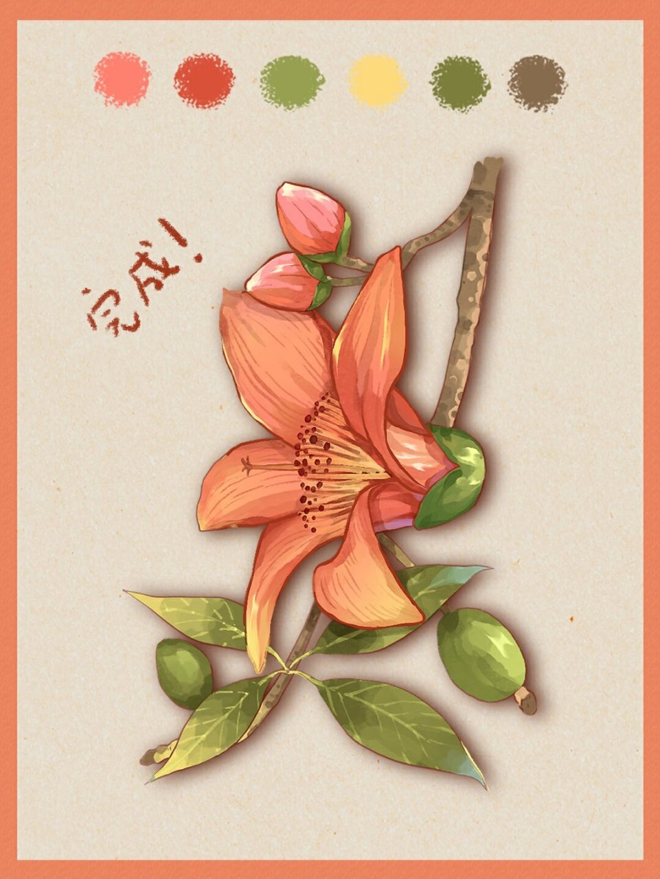 新手插画教程Ⅱ教你画木棉花 木棉花开冬去春来7315 绘画木棉花要