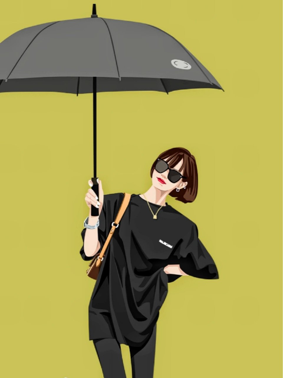 一个人撑伞的图片卡通图片