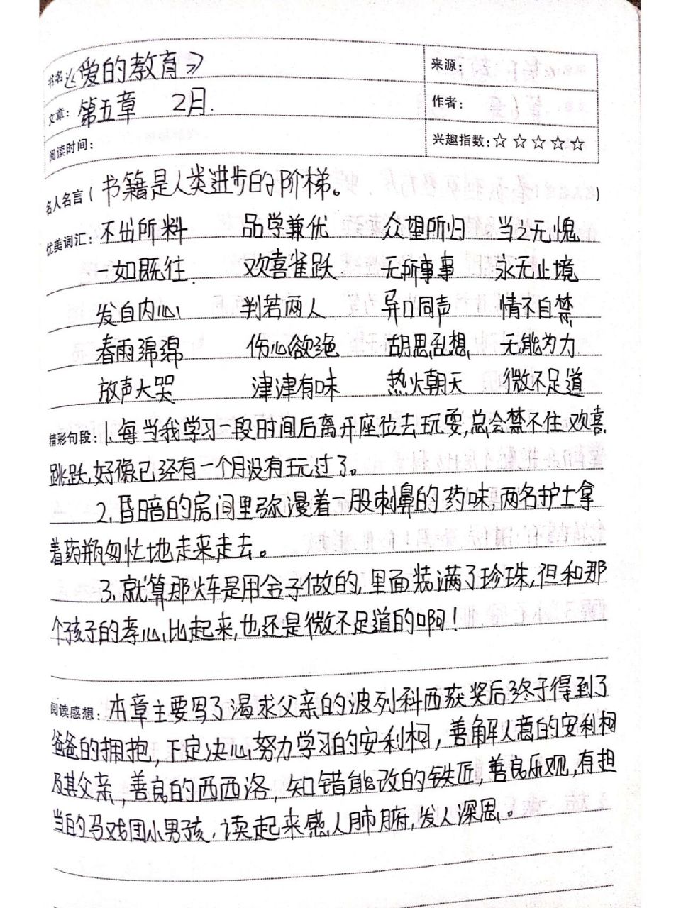 读书笔记清晰简单图片