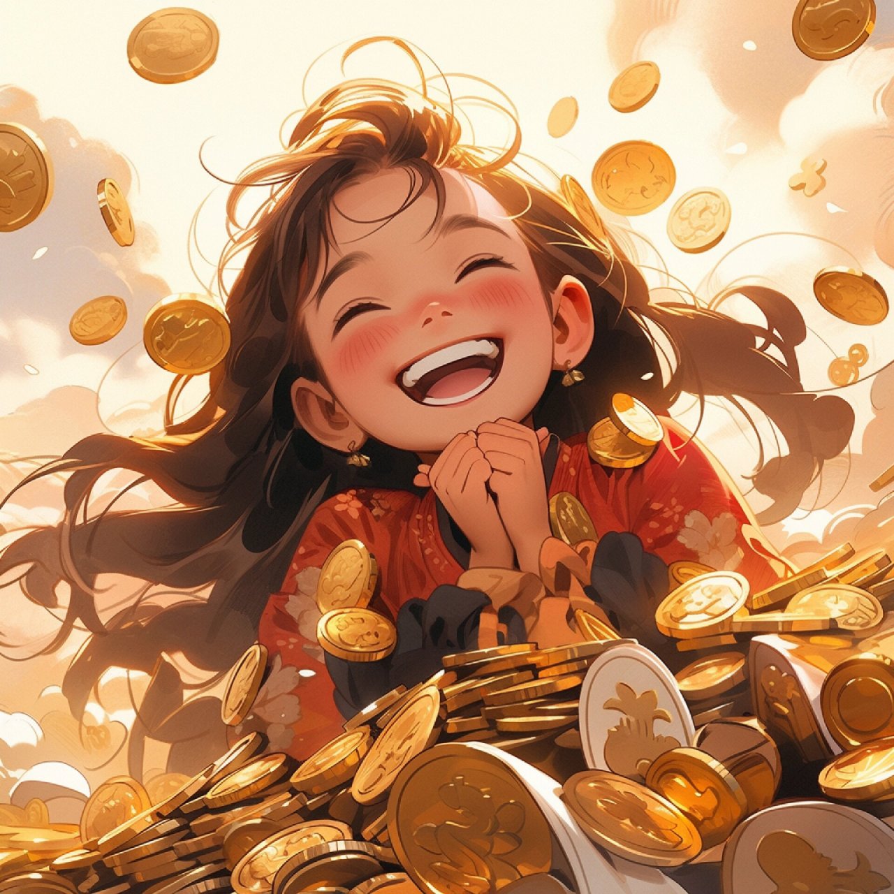 新年招财头像|财源滚滚来,2024暴富系列 #暴富# #头像# #新年插画