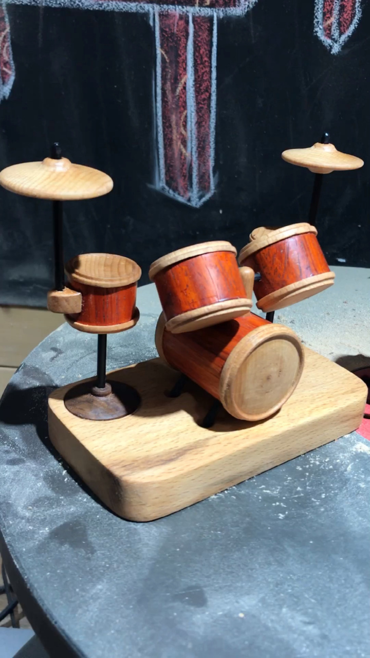 手工制作木质架子鼓 材质 红花梨 榉木 黑檀 黑胡桃