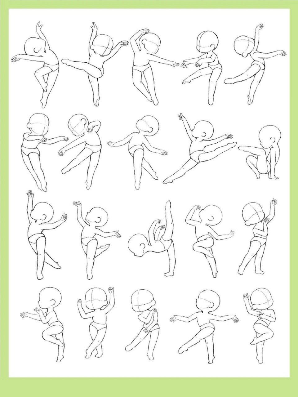 人物动态20个舞蹈姿势合集|q版素体 20个跳舞小果人.