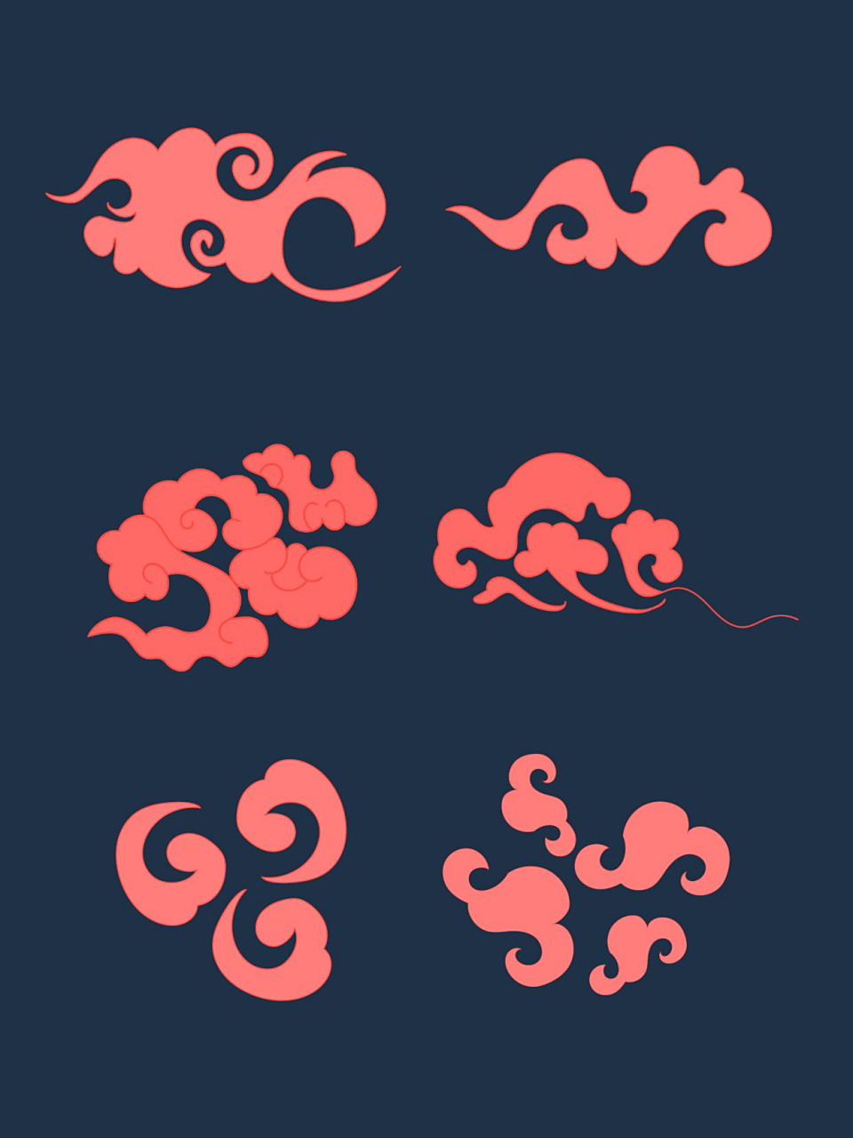 敦煌风祥云彩云96|云纹免扣素材 7815寓意祥瑞之云气,表达了