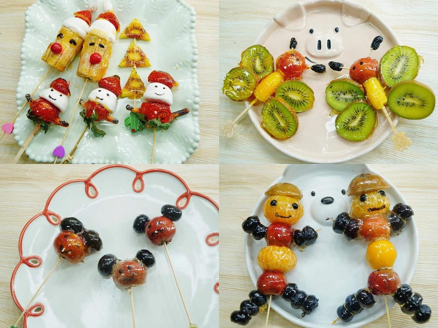 95超萌的水果造型冰糖葫芦,这次做了 ①可爱的小蜜蜂糖葫芦, ②高