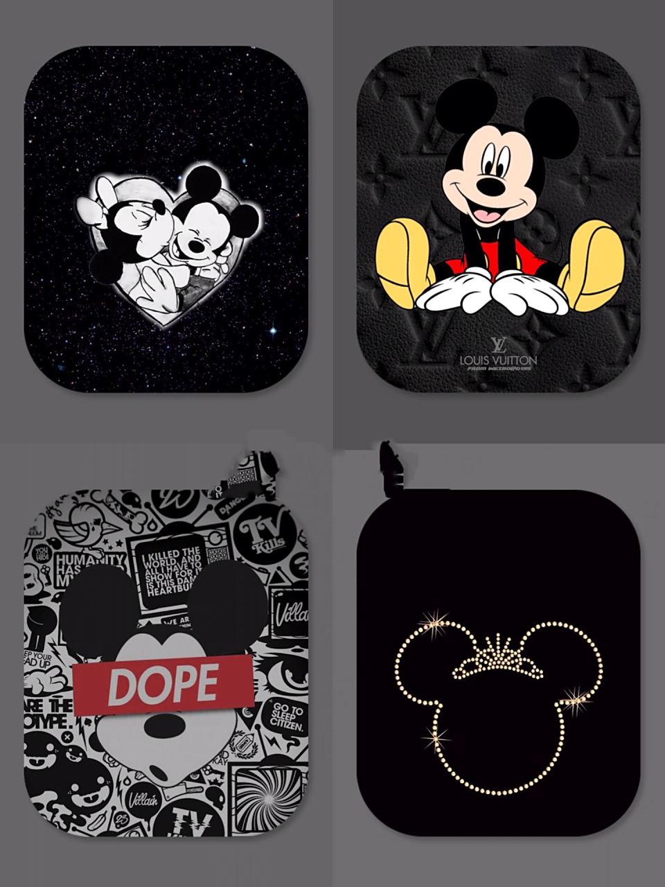 iwatch壁纸分享|酷黑的米奇大牌表盘系列 今天是酷黑的  苹果手表壁纸