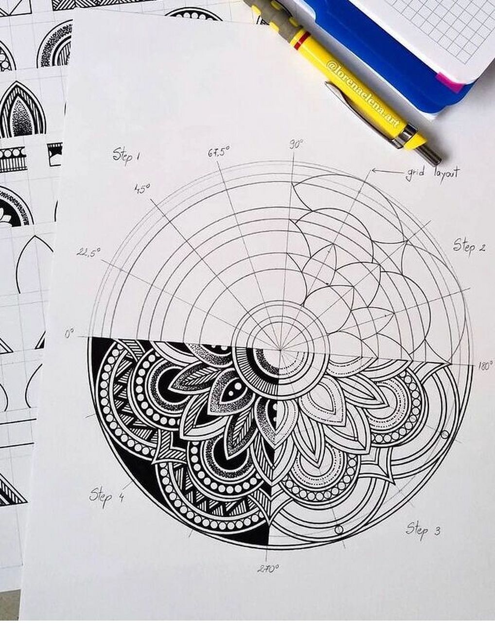 图解教程 | 曼陀罗mandala 这组曼陀罗绘画教程作者是来自罗马尼亚的