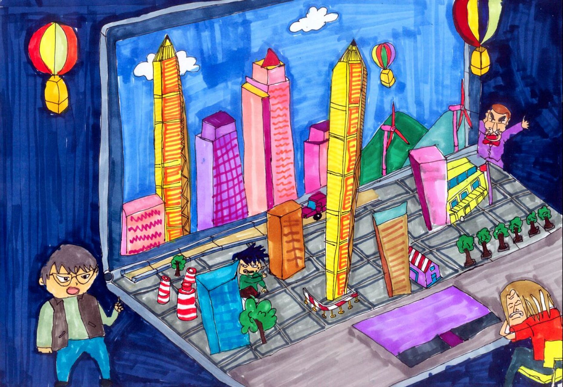 多彩福田童画深圳96儿童优秀绘画作品欣赏 三十个寒来暑往 三十景交