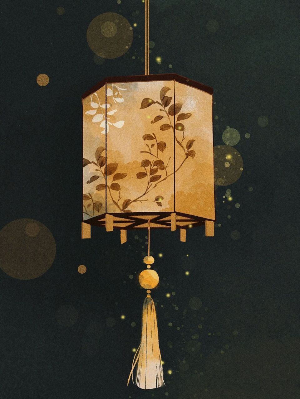 国风插画|中式灯笼插画 最近练习了一些植物花卉的画法,运用到灯笼