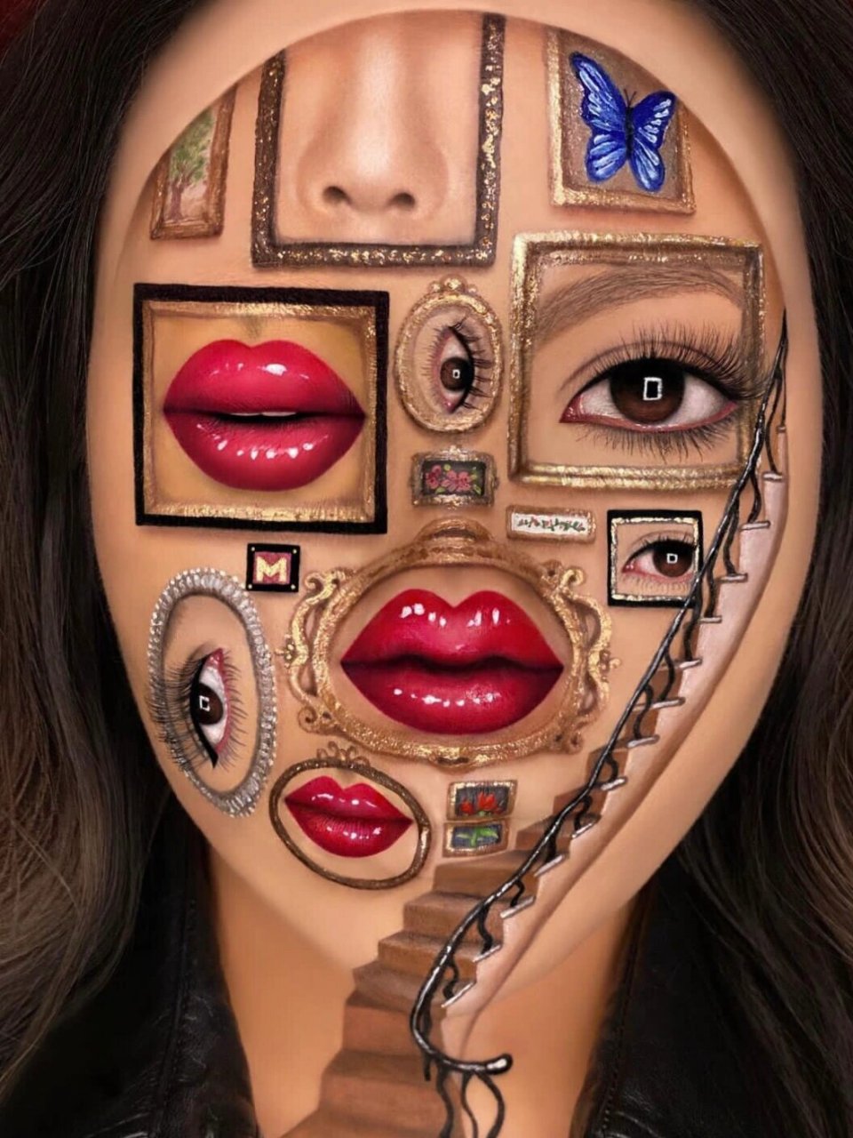 93乍一看创意彩妆设计师徐婕的作品,根本猜不到人的五官在哪里,甚至