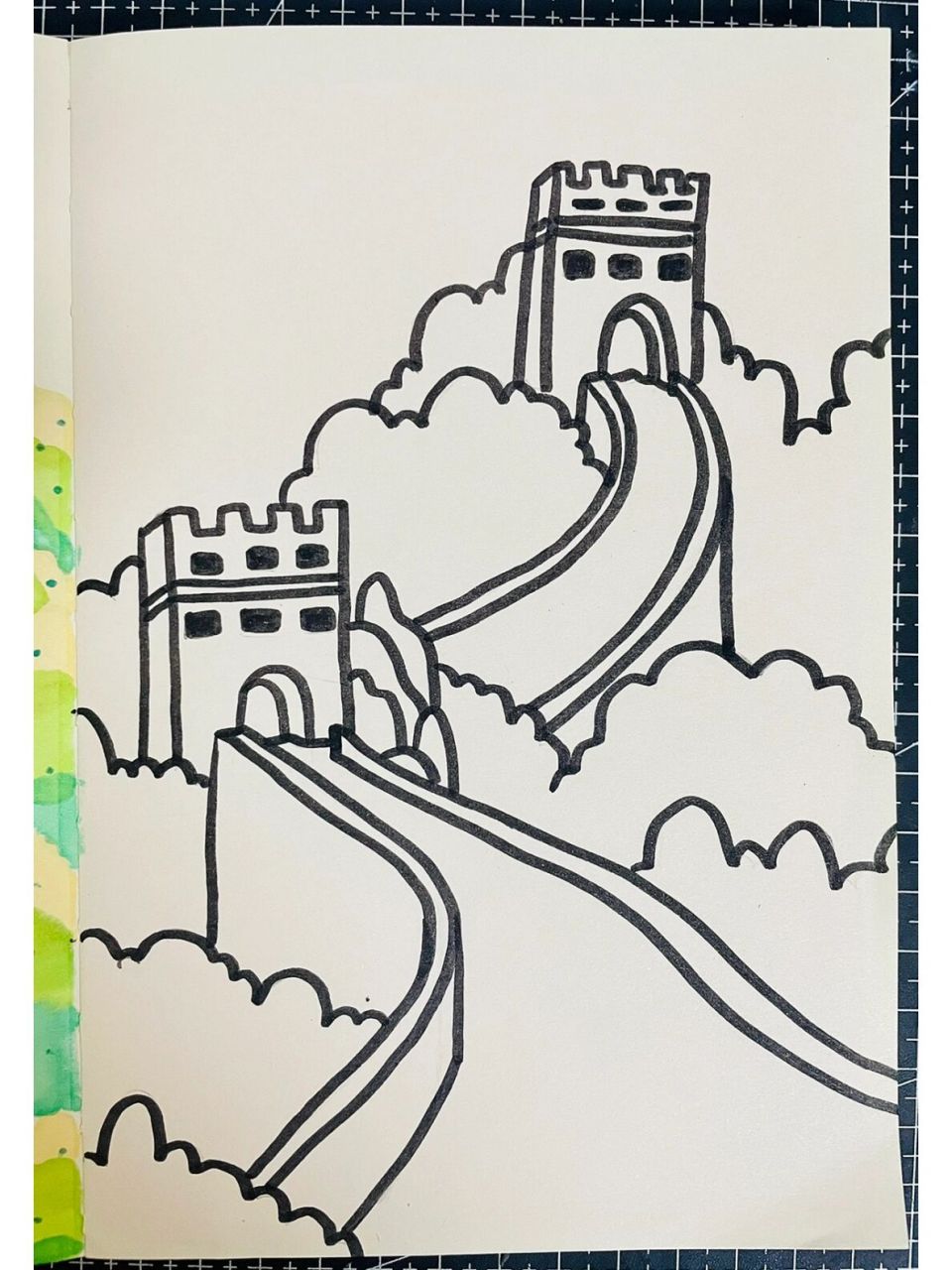 万里长城 (内有步骤图) 不同草丛上色方式都非常好看,快画起来 适合6