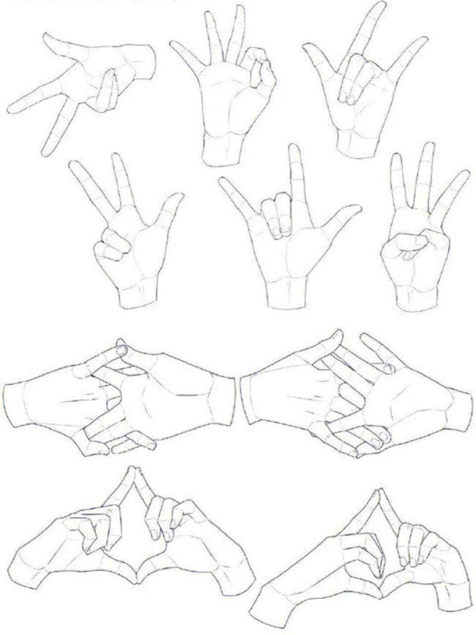 各种手部动作绘画参考素材