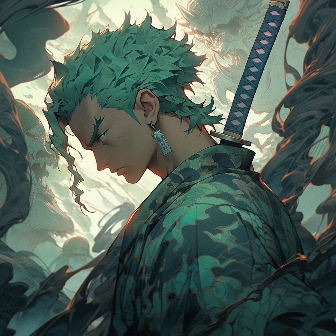 索隆|中国风帅哥 红蓝白|壁纸(附咒语) 7815核心关键词:roronoa